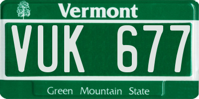 VT license plate VUK677
