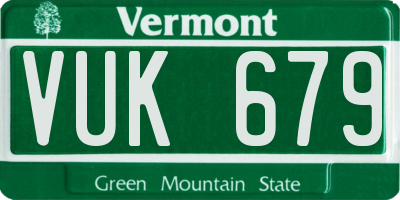 VT license plate VUK679