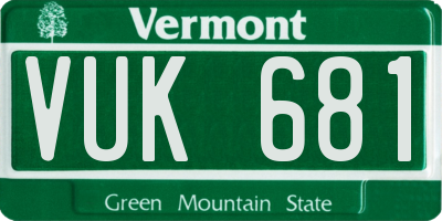 VT license plate VUK681