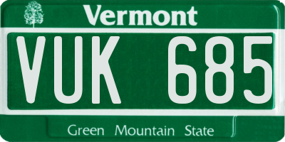 VT license plate VUK685