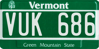 VT license plate VUK686