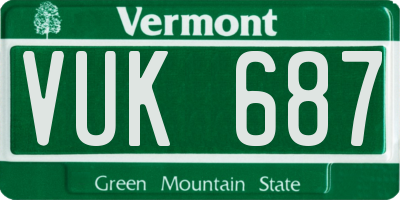 VT license plate VUK687