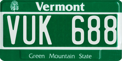 VT license plate VUK688