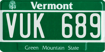 VT license plate VUK689