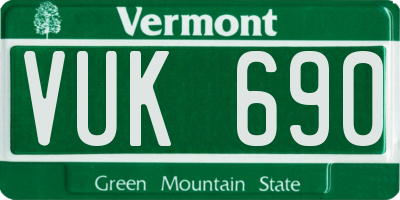 VT license plate VUK690