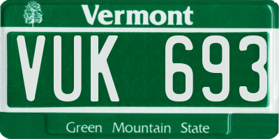 VT license plate VUK693