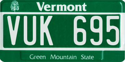 VT license plate VUK695
