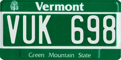 VT license plate VUK698