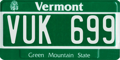 VT license plate VUK699