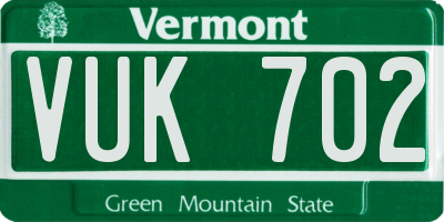 VT license plate VUK702