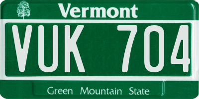 VT license plate VUK704