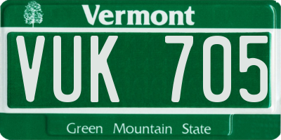 VT license plate VUK705