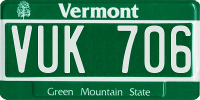 VT license plate VUK706