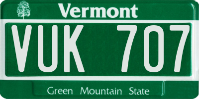 VT license plate VUK707