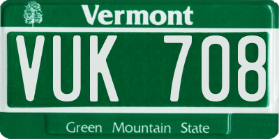 VT license plate VUK708