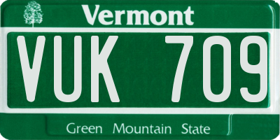 VT license plate VUK709