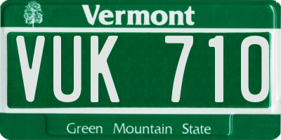 VT license plate VUK710