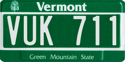 VT license plate VUK711