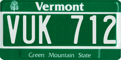 VT license plate VUK712