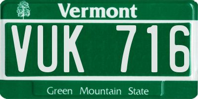VT license plate VUK716