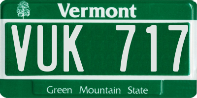 VT license plate VUK717
