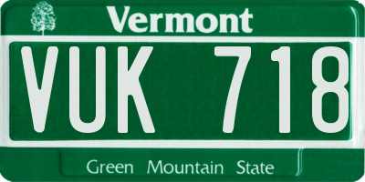 VT license plate VUK718
