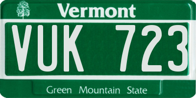 VT license plate VUK723