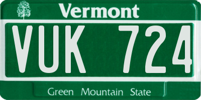 VT license plate VUK724