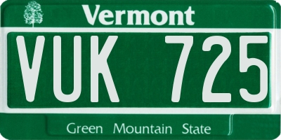 VT license plate VUK725