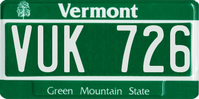 VT license plate VUK726