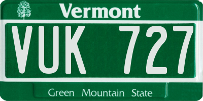 VT license plate VUK727