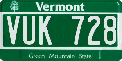 VT license plate VUK728