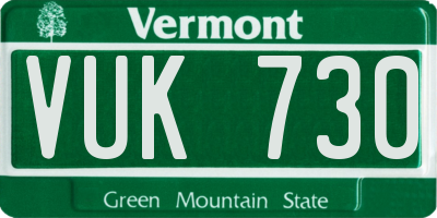 VT license plate VUK730