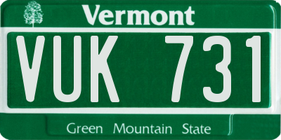 VT license plate VUK731