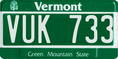 VT license plate VUK733