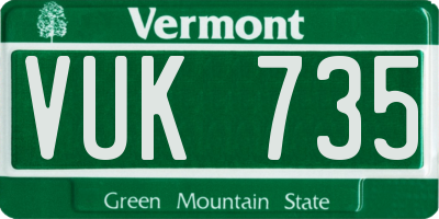 VT license plate VUK735