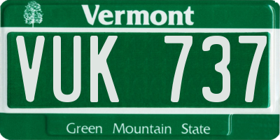 VT license plate VUK737