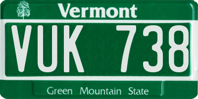 VT license plate VUK738