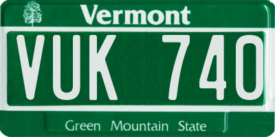 VT license plate VUK740
