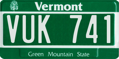 VT license plate VUK741