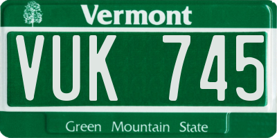 VT license plate VUK745