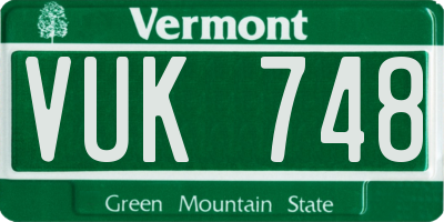 VT license plate VUK748