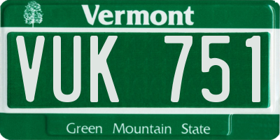 VT license plate VUK751