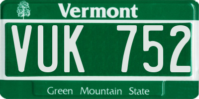 VT license plate VUK752