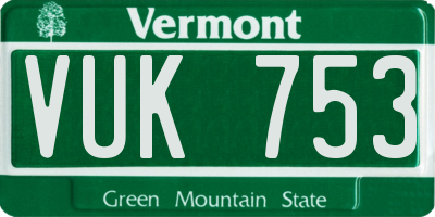 VT license plate VUK753