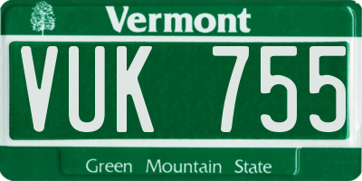 VT license plate VUK755