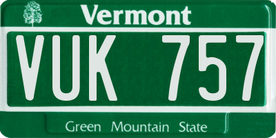 VT license plate VUK757