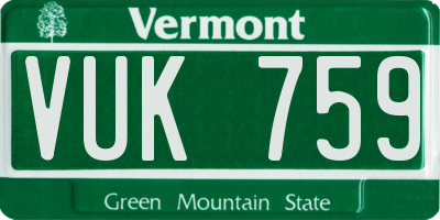 VT license plate VUK759