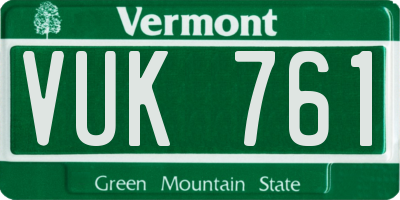 VT license plate VUK761
