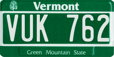 VT license plate VUK762